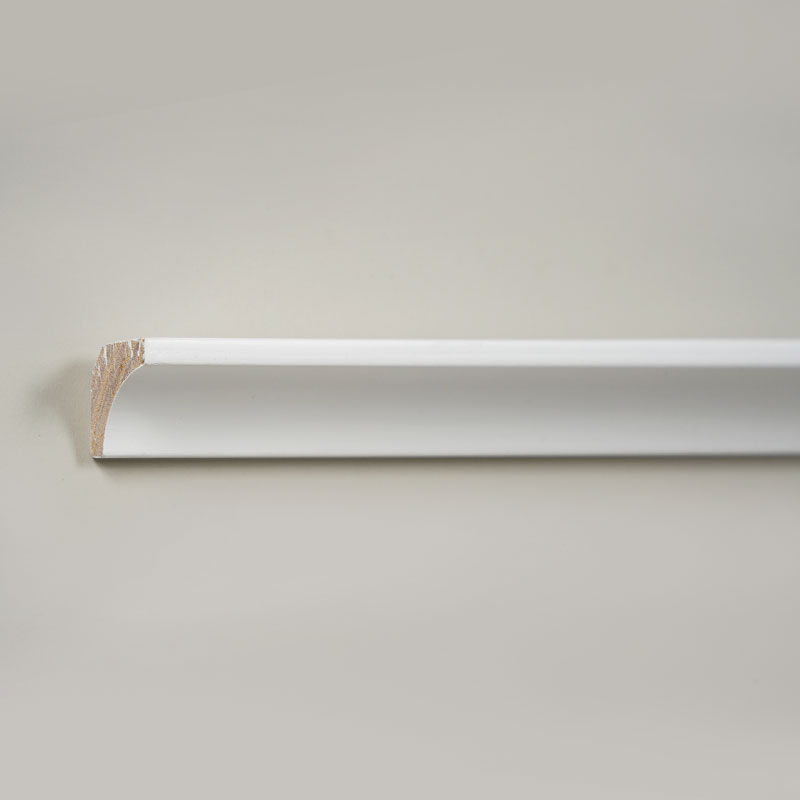 Massivt træ indvendig hjørnestøbning /Scotia-støbning (spartelgrundet) - Hvid 7/8' × 7/8'