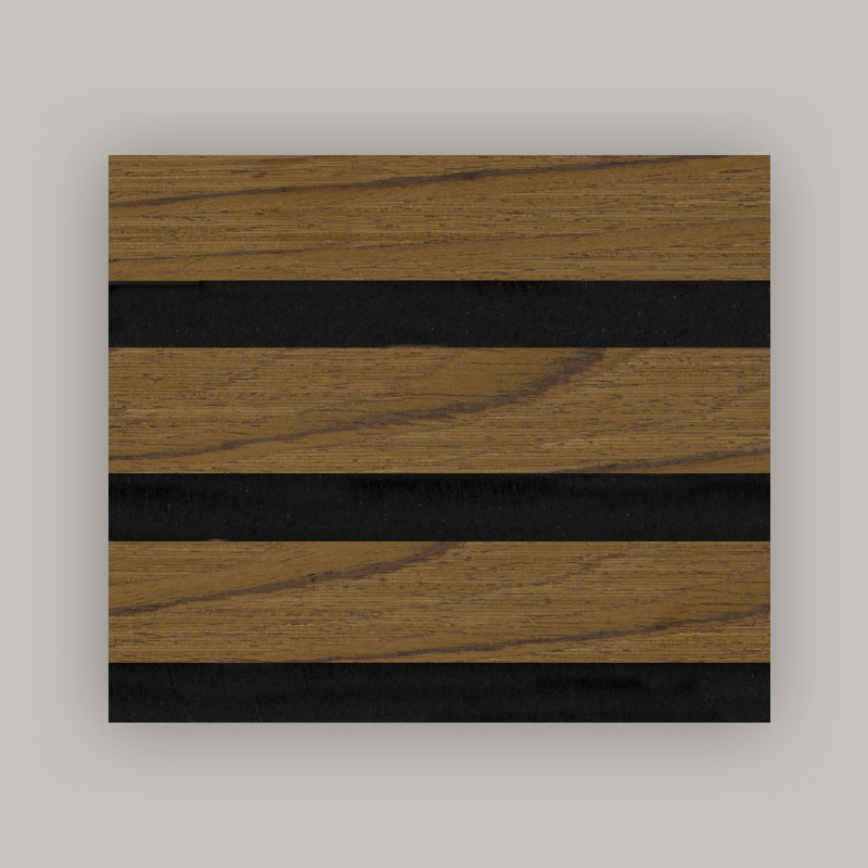 Gittervæg/akustisk vægpanel (3-sidet konstrueret træfiner indpakket) - Trækornsfarve 2400/2700 mm x 600 mm