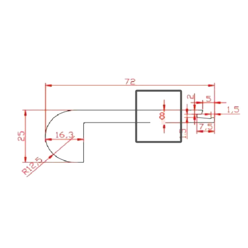 MDF trappenæse (PVC-indpakket) - brugerdefineret farve 5/16'x2 27/32'