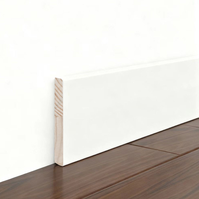 Fyrretræ fodliste (spartelgrundet og malet) - Hvid 3/5' x 3 1/6'-A