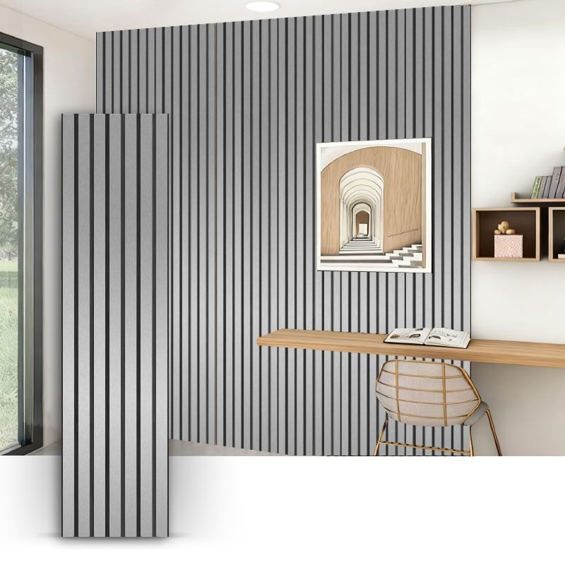 Gittervæg/akustisk vægpanel (3-sidet PVC indpakket) - Metallisk børstet farve 2400/2700 mm x 600 mm