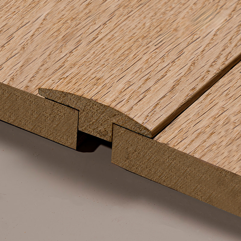 Hvid eg Helt stykke tømmerstokke T-støbning (maling ufærdig) - Eg Naturlig farve 9/32'x1 31/32'