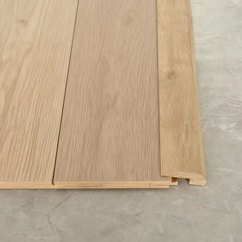 Hvid eg Helt stykke bjælker L-støbning (maling ufærdig) - Eg Naturlig farve 3/8'x1 31/32'