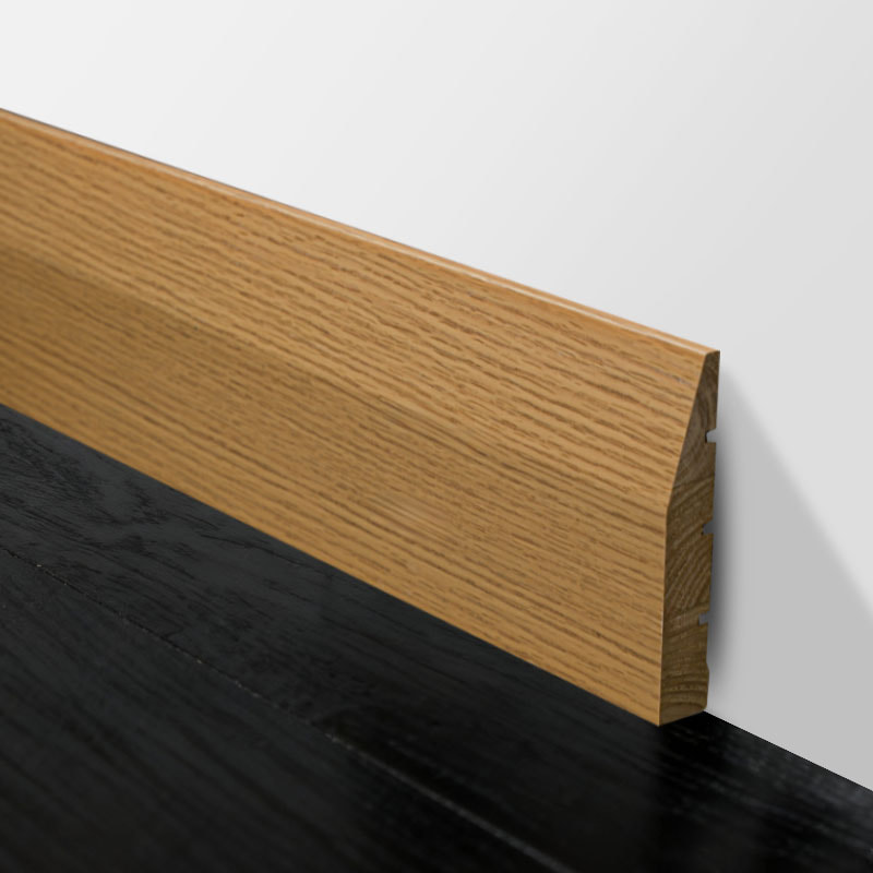 Massivt træ fodliste (omviklet med rød eg finer + maling) - Eg farve 3/5' x 3 15/16'